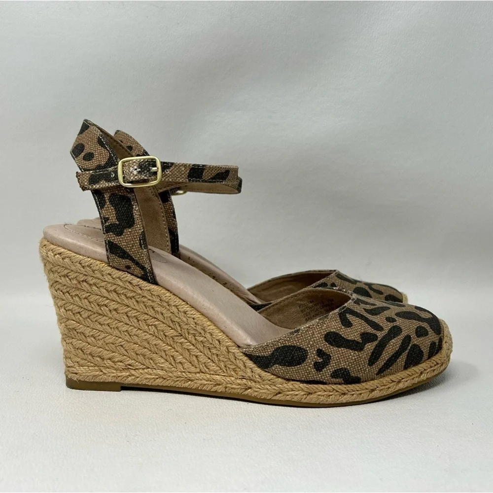 Adam Tucker Espadrille Leopard Print Wedges, Women’s Size 7M